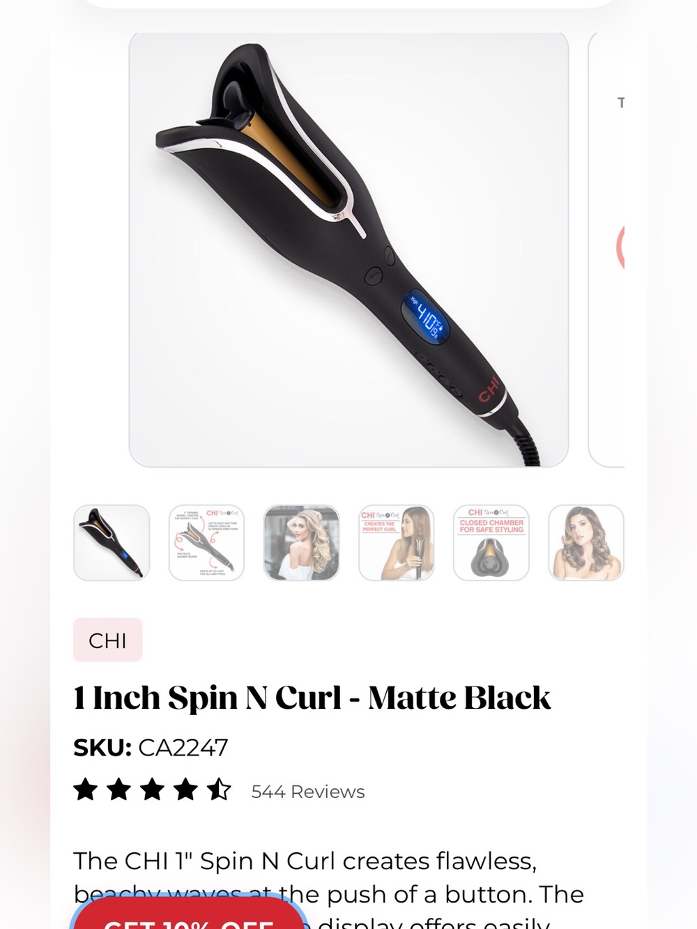 CHI 1-Inch Spin N Curl Hair Styler - Matte Black